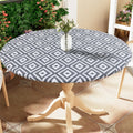 Axyaa Outdoor Round Fitted Tablecloth Waterproof for Picnic Dining Camping