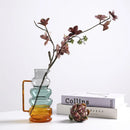 Axyaa Glass Bubble Ring Vase - Transparent Handle Flower Arrangement Terrarium