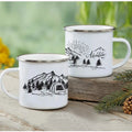 Enamel Mountain Mug with Handle by Axyaa. Best Camping Gift for Outdoor Lovers