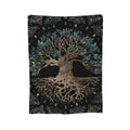 Axyaa Tree Of Life Golden Marble Flannel Throw Blanket