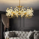Axyaa Copper Petal Crystal Chandelier LED Dining Room Minimalist Luxury Artistic Lamp