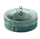 Axyaa Double Deck Fruit Tray - Rotating Storage Box for Snacks and Melon Seeds