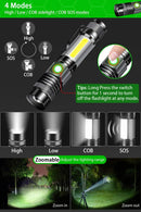 Axya Rechargeable LED Flashlight Zoomable Waterproof Tactical Camping Torch