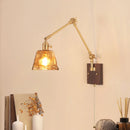 Axyaa Modern LED Wall Light Fixture Walnut Wood Rotatable Glass Bedside Lamp