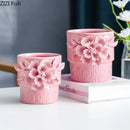 Axyaa Pink Ceramic Vase Elegant Floral Room Decor Aesthetic Flower Arrangement Pot