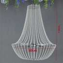 Axyaa Crystal Beads Chandelier: Elegant Silver Iron Hanging Lamp for Living Room, Kitchen, and Parties