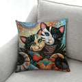 Axyaa Cat Print Linen Pillowcase 45x45cm Home Decor Cushion Cover
