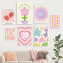 Axyaa Danish Floral Heart Butterfly Canvas Art Poster - Home Decor