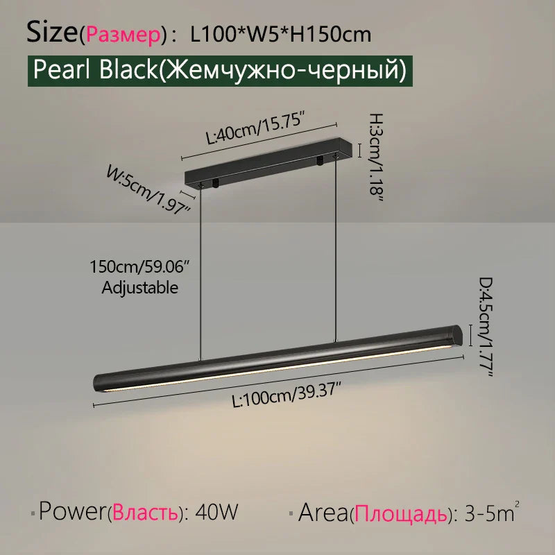 Axyaa Black LED Chandelier, Modern Minimalist Pendant Light for Dining Room, Kitchen, Living Room