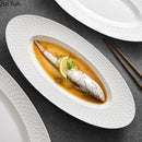 Axya Scaly Texture Ceramic Fish Plate | Oval Dessert Sushi Dish