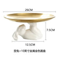 Axyaa Rabbit Ceramic Cake Plate: White Round Dinner Dish, Cute Animal Fruit Snack Plate