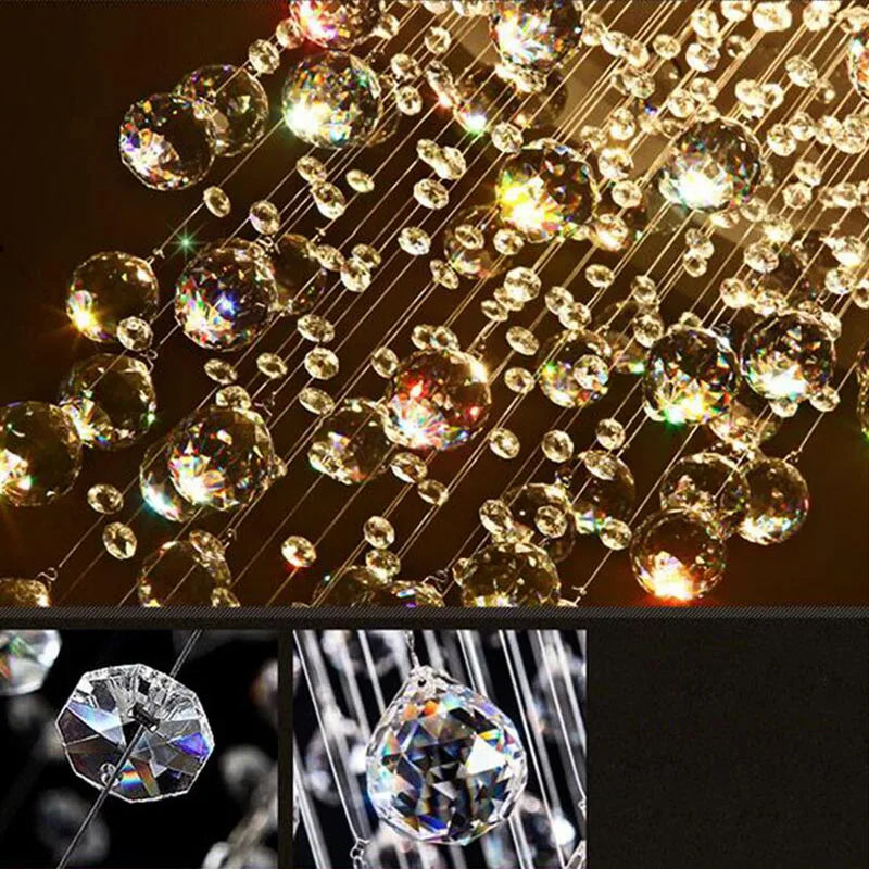 Axyaa Oval Crystal Chandelier Pendant Light for Living Room and Bar