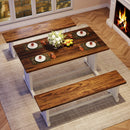 Axyaa 47" Farmhouse Dining Set: Table with 2 Benches, 3-Piece Kitchen Furniture