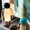 Modern Glass Desk Lamp with USB Charging by Axyaa for Study, Bedroom, or Office