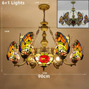 Axyaa Butterfly Design Stained Glass Chandelier - Colorful Lighting for Home and Business