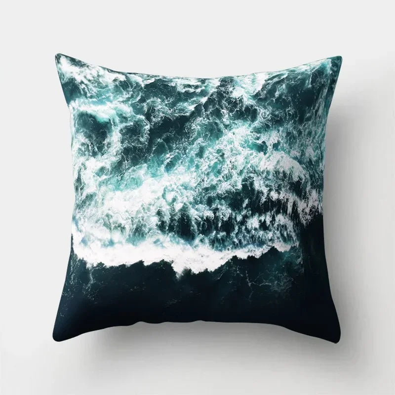 Axyaa Sea Waves Cushion Cover 45x45cm for Home, Office & Car Décor