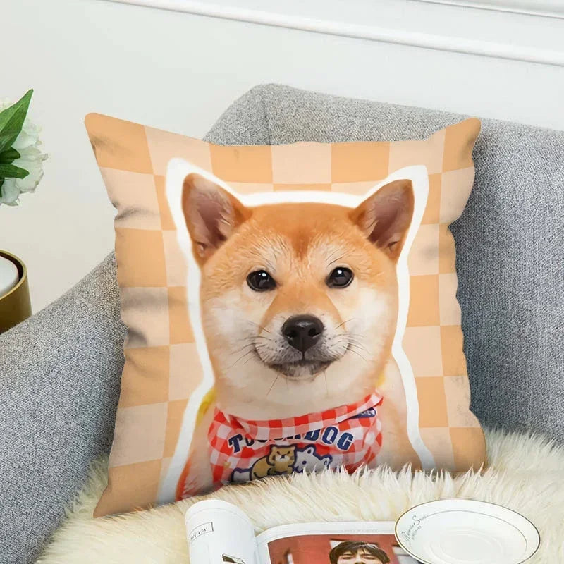 Axyaa Shiba Inu Pillow Cover for Decorative Home and Car Cushions
