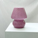 Axyaa Glass LED Mushroom Table Lamp: Korean Ins Style Striped Decor, Cute & Translucent