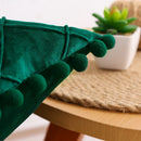 Velvet Green Pompom Throw Pillow Covers - Elegant Axyaa Cushion Case for Christmas Home Decor
