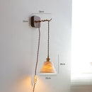 Axyaa Modern LED Ceramic Wall Sconce with Wooden Base for Bedroom and Living Room