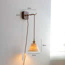 Axyaa Modern LED Ceramic Wall Lamp Sconce with Wooden Base for Bedroom & Living Room