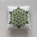 Axyaa Christmas Tree Snowflake Cushion Cover in Green and Red, Embroidered 45x45cm Square Pillowcase