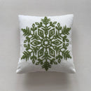 Axyaa Christmas Tree Snowflake Cushion Cover in Green and Red, Embroidered 45x45cm Square Pillowcase