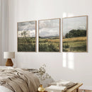 Country retro Wall Art Oil Painting, Sky Hetian Wild Scenery Canvas, Rustic Farmhouse Decor by Axyaa