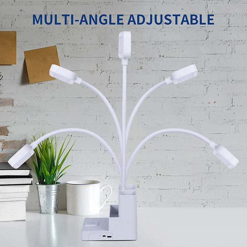 Rechargeable Desk Lamp with Pen Holder and USB Charging