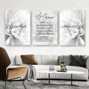Islamic Ayat Al Kursi Canvas Painting, Gray Floral Print Wall Art by Axyaa
