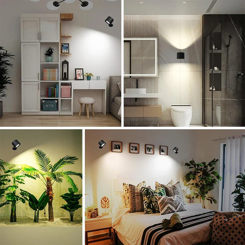 Axyaa Wireless Wall Lamp Touch Control Remote 360 Rotatable USB Recharge Night Light