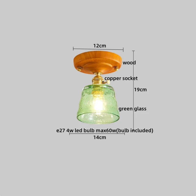 Axyaa Copper Wood LED Ceiling Lamp Modern Indoor Lighting Fixtures