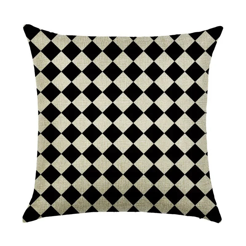 Axyaa Abstract Geometry Linen Pillowcase 45*45cm Square Home Sofa Decor Cover