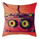 Axyaa Vintage Flower Clock Car Printed Linen Pillow Cover 45x45cm
