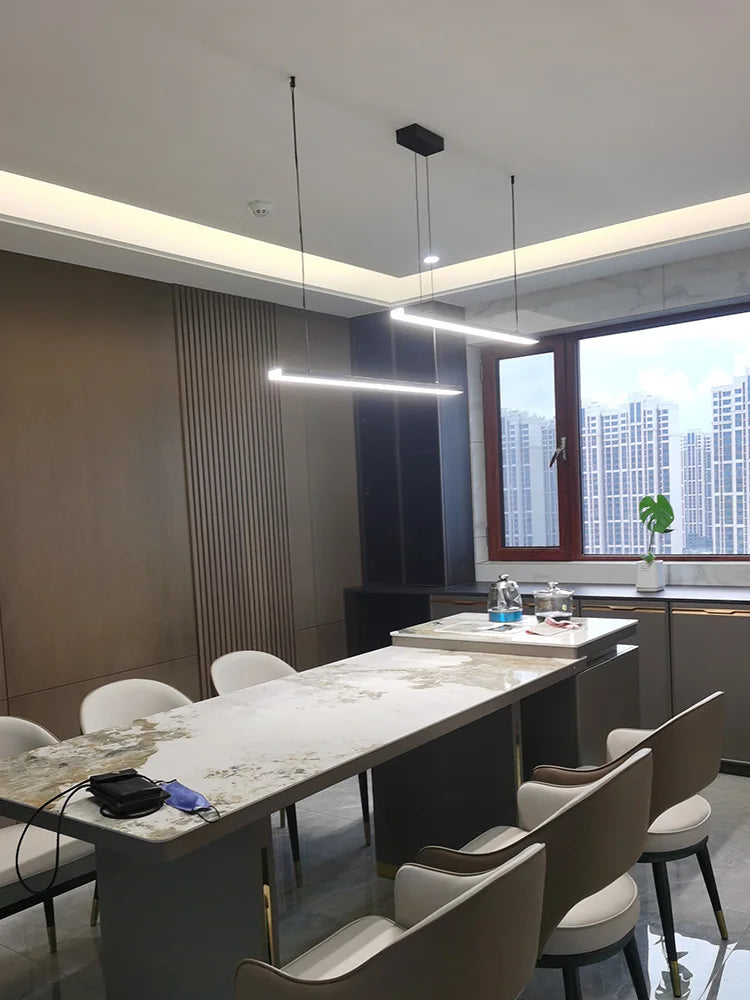 Axyaa Nordic Minimalist Style Brushed Aluminum Chandelier for Dining Table Island