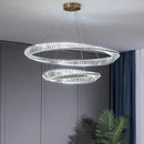 Axyaa Gold Crystal Pendant Lights Dimmable Luxury LED Irregular Ring