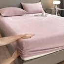 Axyaa Plush Velvet Fitted Sheet Set 3-Piece - High Quality Soft Mattress Cover & Pillowcase