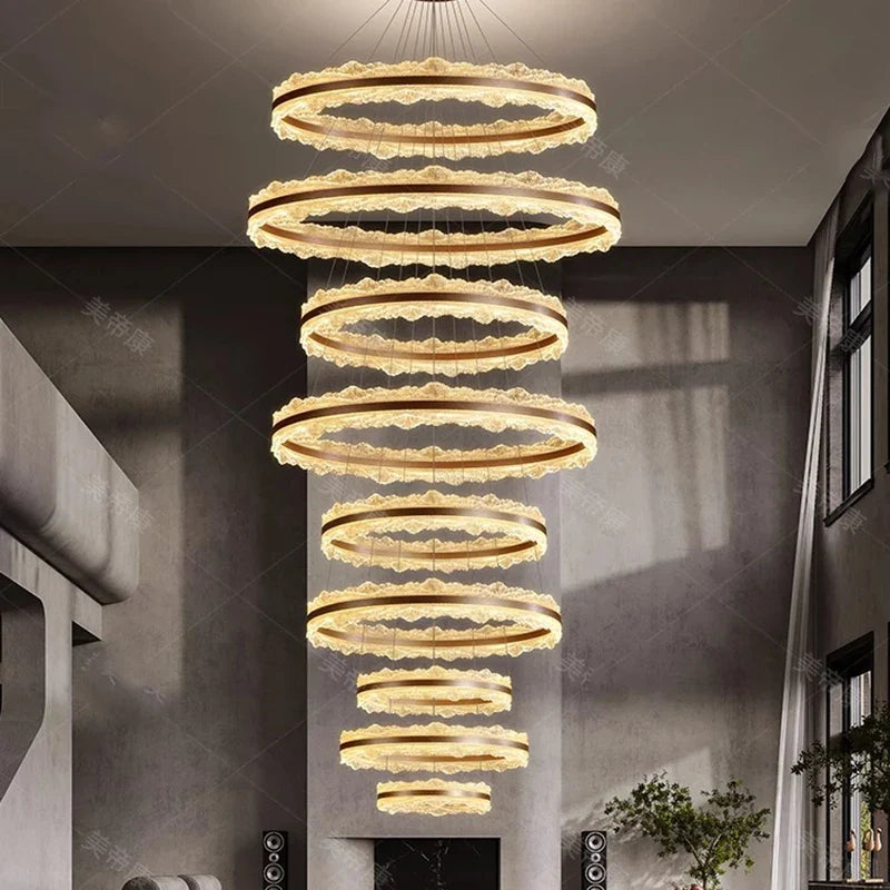 Axyaa Staircase Chandeliers: Modern LED Pendant Lamps for Living Room Lighting
