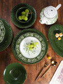 Axya Vintage Green Dining Set with Handcarved Ceramic Bowl - Kitchenware for Stylish Dining