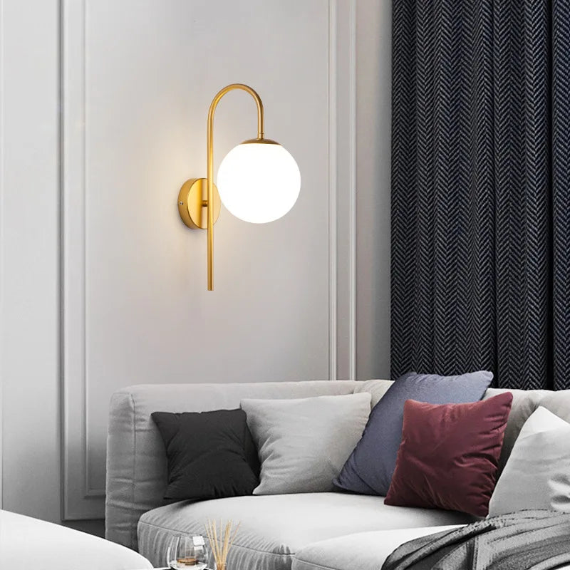 Axyaa Glass Ball LED Wall Lamp for Modern Interior Lighting