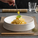 Axyaa White Ceramic Artistic Conception Plate Set for Desserts, Snacks, and Noodles