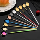 Axyaa Stainless Steel Rose Gold Long Handle Ice Tea Coffee Stir Spoon Set