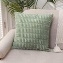 Axyaa Fluffy Corduroy Pillowcase White Green 45x45 Throw Cushion Cover
