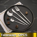 Axyaa Black Gold Stainless Steel Dinnerware Cutlery Set for Dining, Wedding & Restaurant