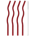 Axyaa Glass Straw Set - Red, Creative, High Borosilicate, with Brush