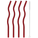 Axyaa Glass Straw Set - Red, Creative, High Borosilicate, with Brush
