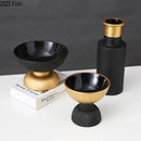 Axyaa Black Gold Ceramic Vase Desk Decoration Flowers Pots Modern Home Decor
