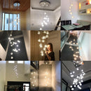 Axyaa Nordic LED Pendant Lights | Suspended Staircase Crystal Ball Decorative Indoor Lighting