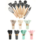 Silicone Kitchen Utensils Set with Storage Bucket - Axyaa Brand