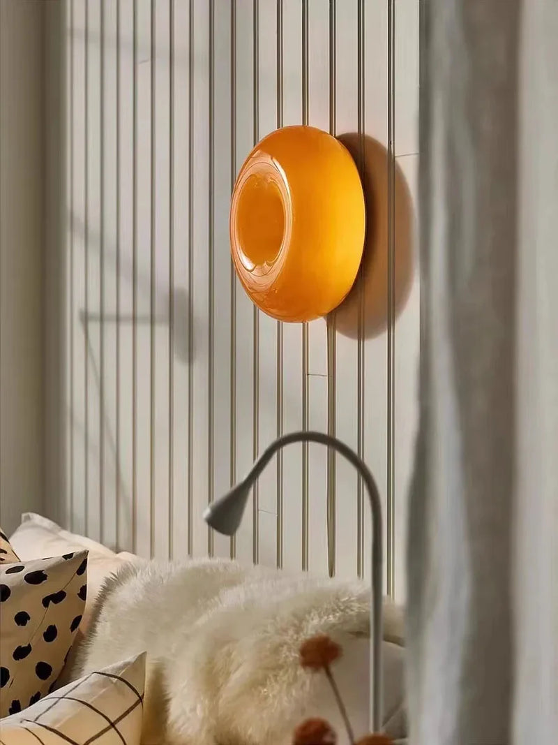 Axyaa Retro Glass Wall Lamp Touch Dimming for Living Room & Bedroom
